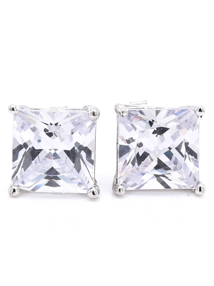 Sterling Silver and Cubic Stud Earrings