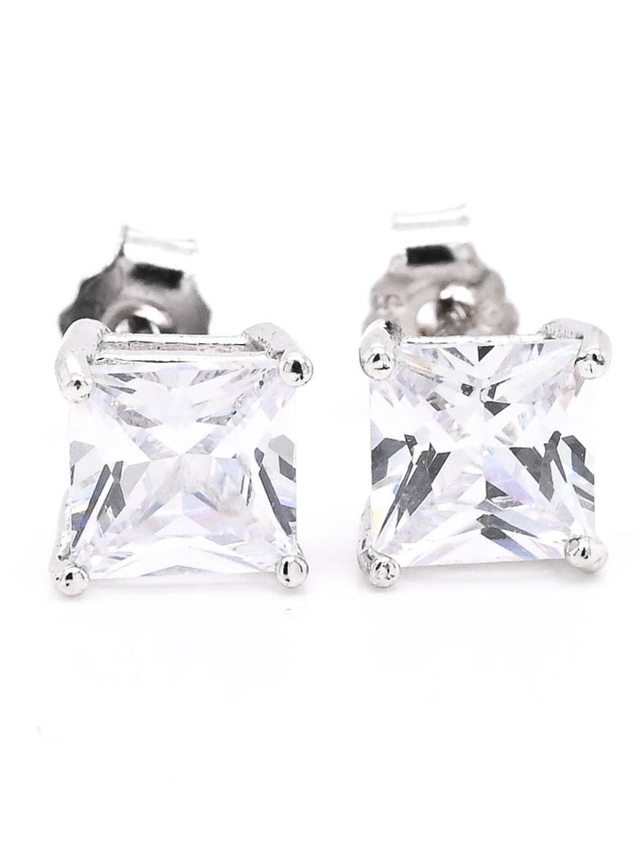 Sterling Silver and Cubic Stud Earrings