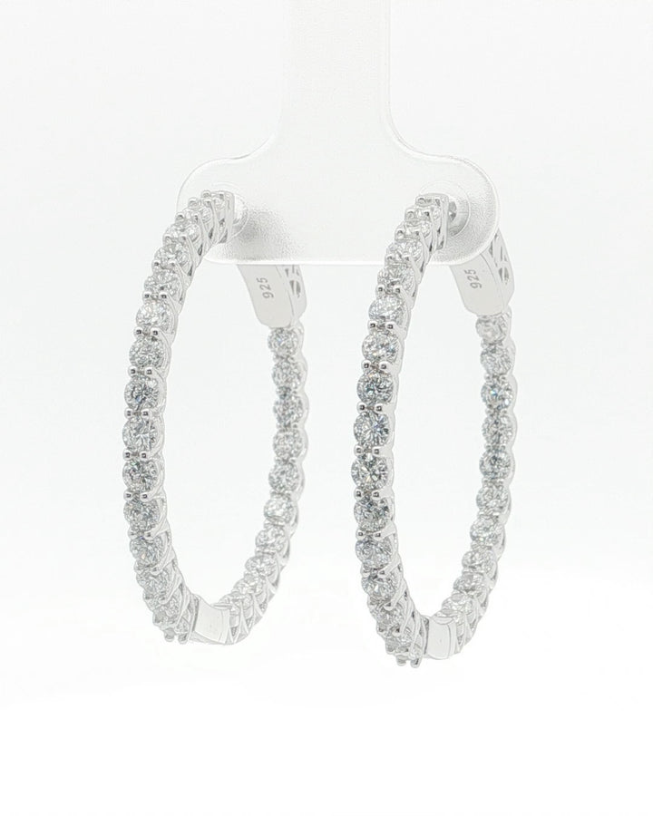 Black Friday 2025 Special Sterling Silver 35mm Cubic Zirconia Hoop Earrings.