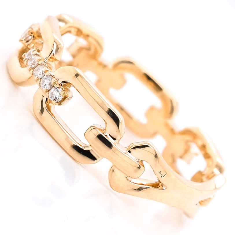 14KT Yellow Gold 0.14CTW Diamond Chain Link Band.