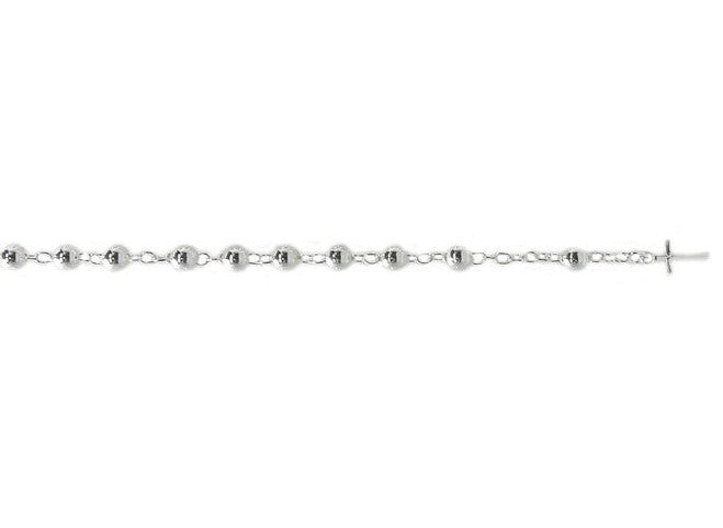Graziella Sterling Silver 7.5" 6mm Bead Rosary Bracelet.