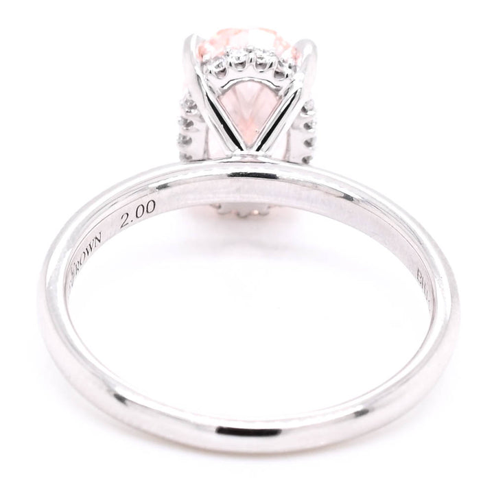 14KT White Gold 2.08CTW Oval Shape Fancy Pink Lab Created Diamond  Enagement Ring.