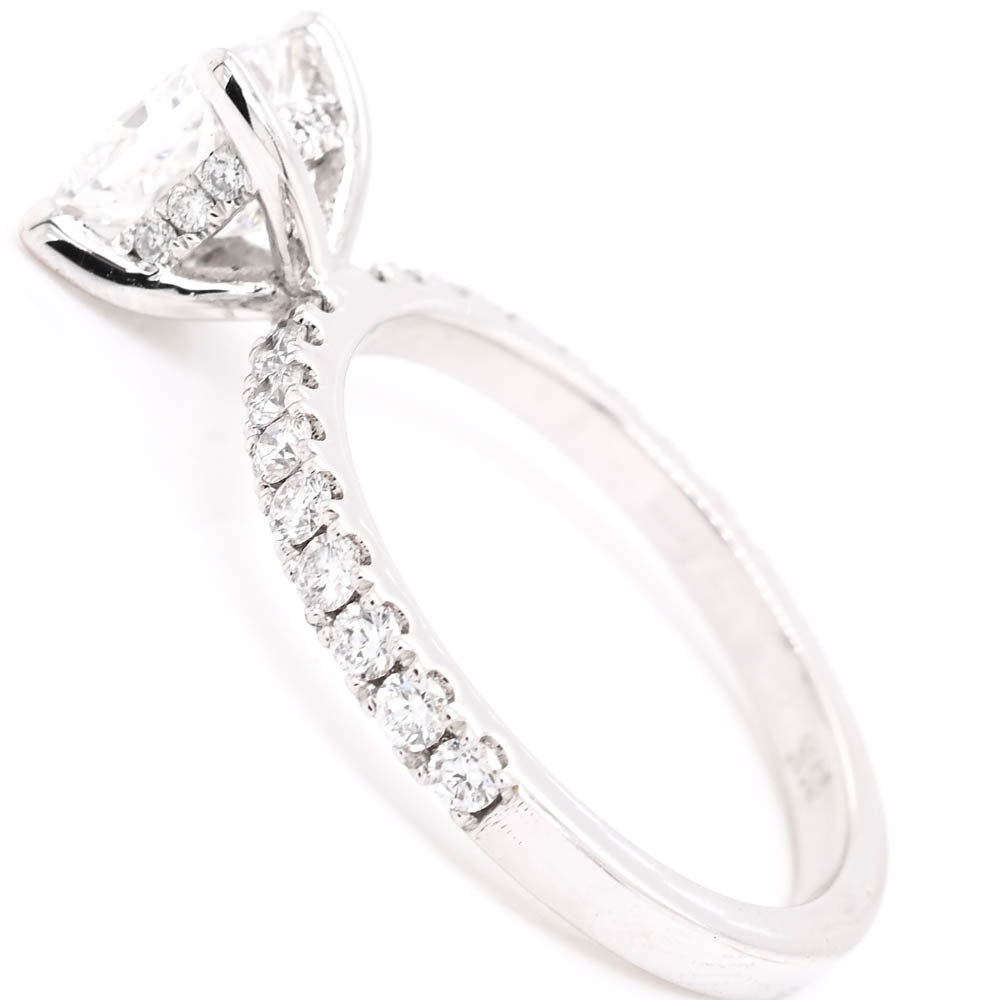 14KT White Gold 1.48CTW Princess Cut Lab Created Diamond Hidden Halo Engagement Ring.