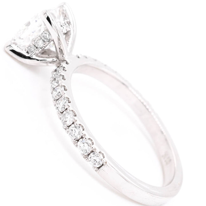 14KT White Gold 1.48CTW Princess Cut Lab Created Diamond Hidden Halo Engagement Ring.