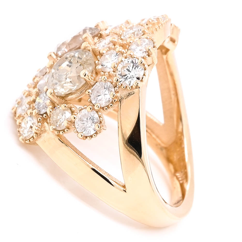 Graziella 14KT Yellow Gold 6.20CTW Round Brilliant Diamond Celebration Ring