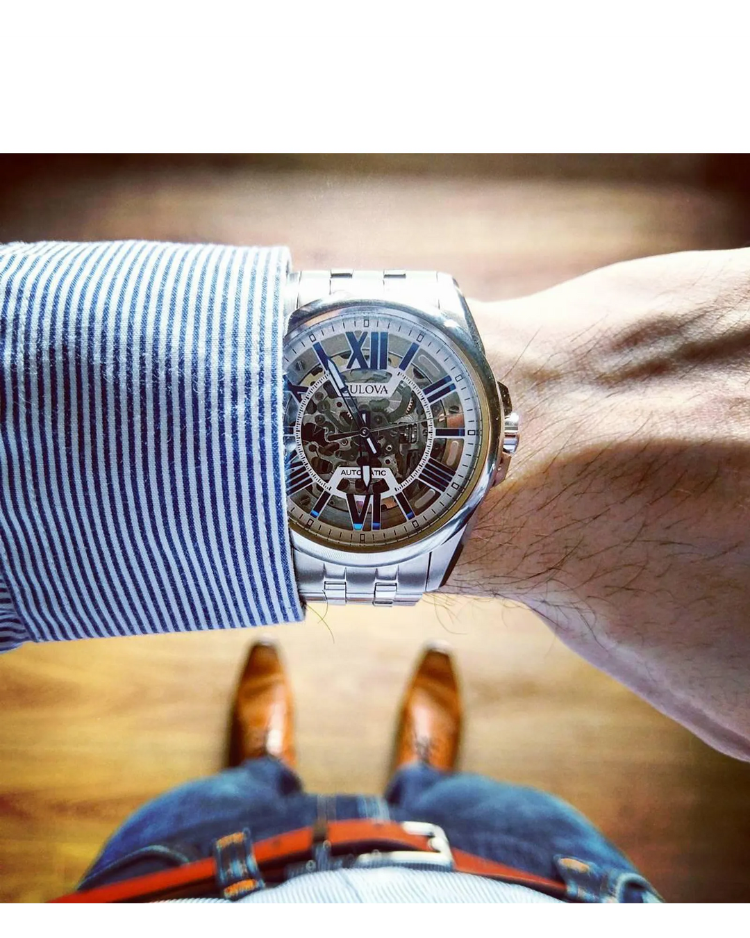 Bulova Sutton 43mm Automatic Watch. 96A187
Silver/Steel