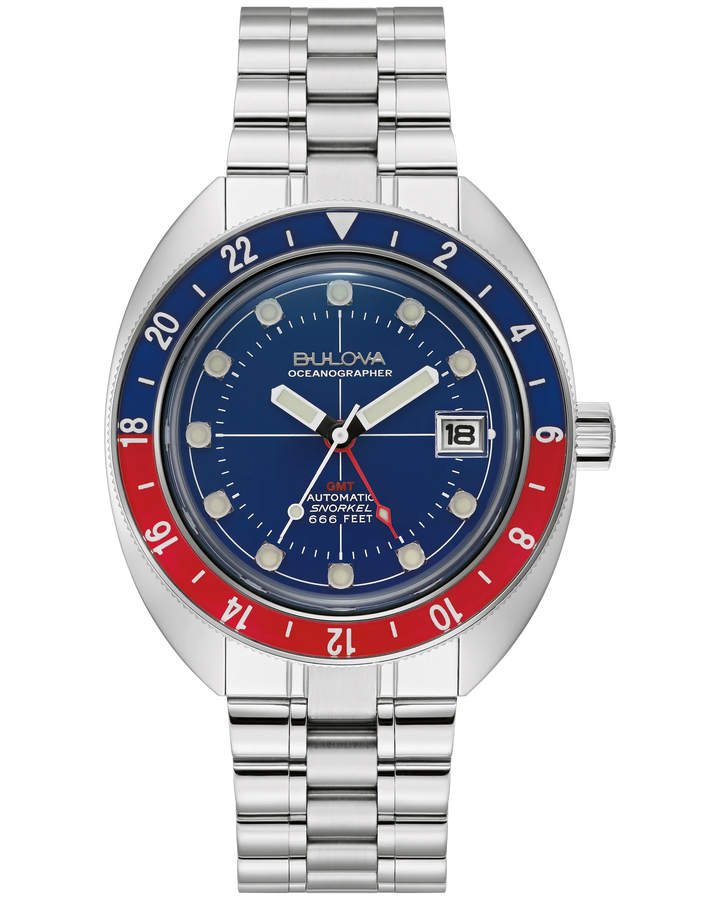 Bulova Oceanographer GMT 41mm Automatic Watch. 96B405