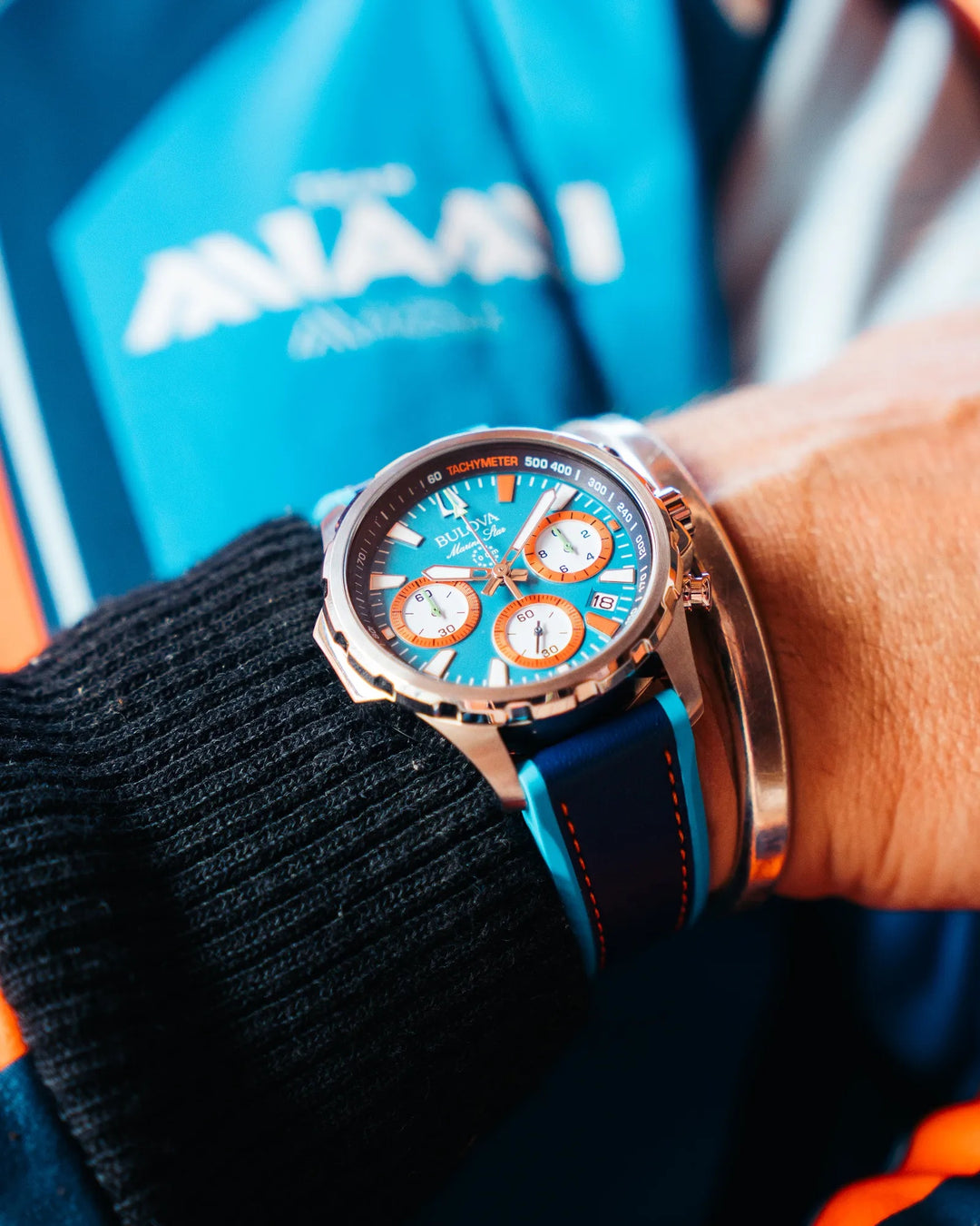 Bulova Marine Star E1 Team Miami 43mm Watch. 96B460