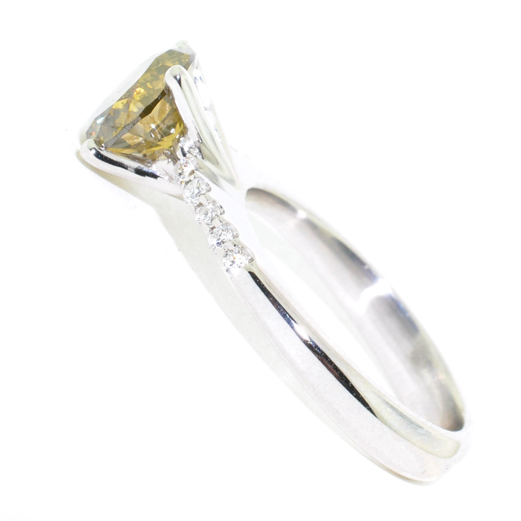 18KT White Gold 2.12CTW Round Brilliant Diamond Engagement Ring.