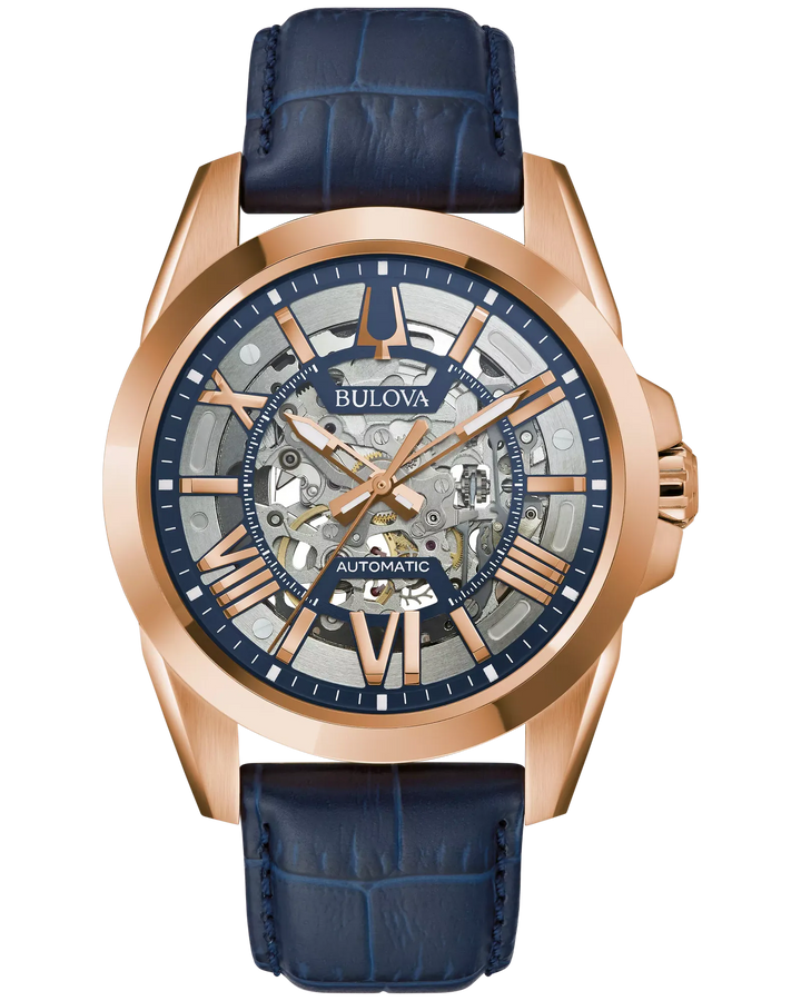 Bulova Sutton 43MM 3 Hands Automatic skeleton Watch. 97A161

Blue Le