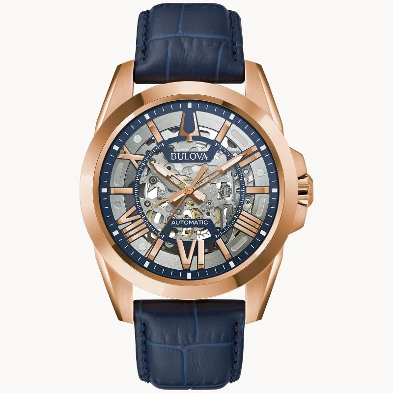Bulova Sutton 43MM 3 Hands Automatic skeleton Watch. 97A161