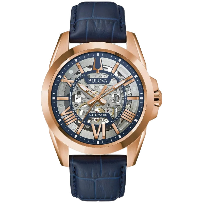 Bulova Sutton 43MM 3 Hands Automatic skeleton Watch. 97A161