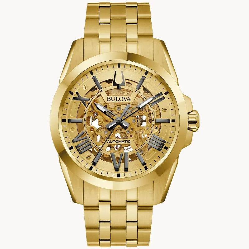 Bulova Sutton Gold Tone 43MM Automatic Watch. 97A162