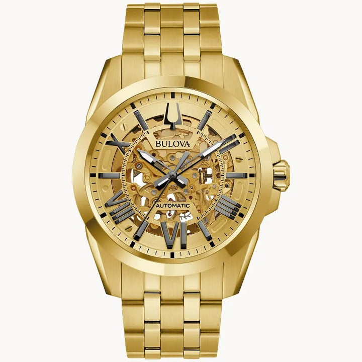 Bulova Sutton Gold Tone 43MM Automatic Watch. 97A162
