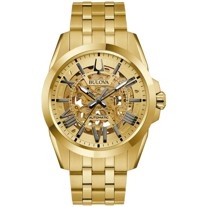 Bulova Sutton Gold Tone 43mm Automatic Watch 97A162