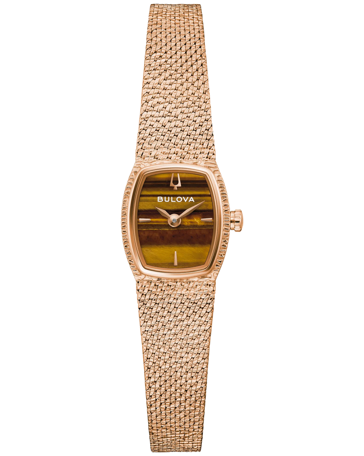Bulova Goddess Of time 17MM Quartz Watch. 97L185

Tigerseye Dial.