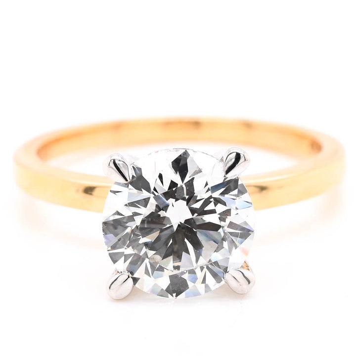 14KT White & Yellow Gold 2.00CT Round Brilliant Lab Created Diamond Solitaire Engagement Ring.