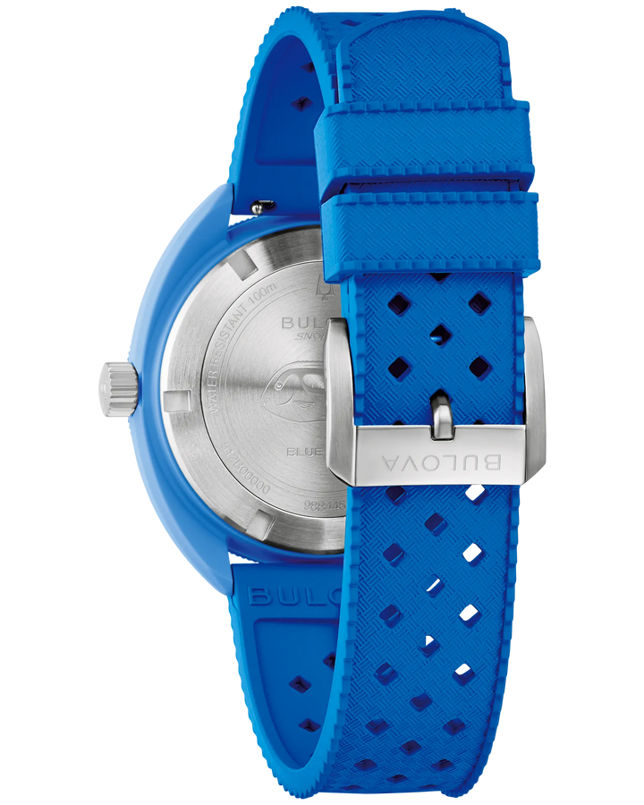 Bulova Snorkel Blue Tang Fish 41mm Quartz Watch. 98B445