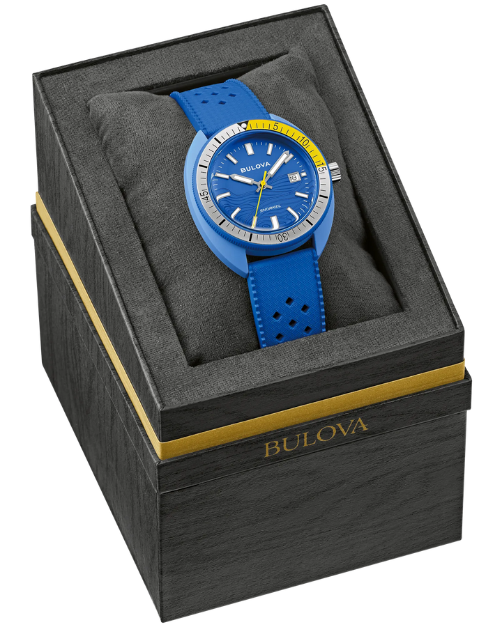 Bulova Snorkel Blue Tang Fish 41mm Quartz Watch. 98B445