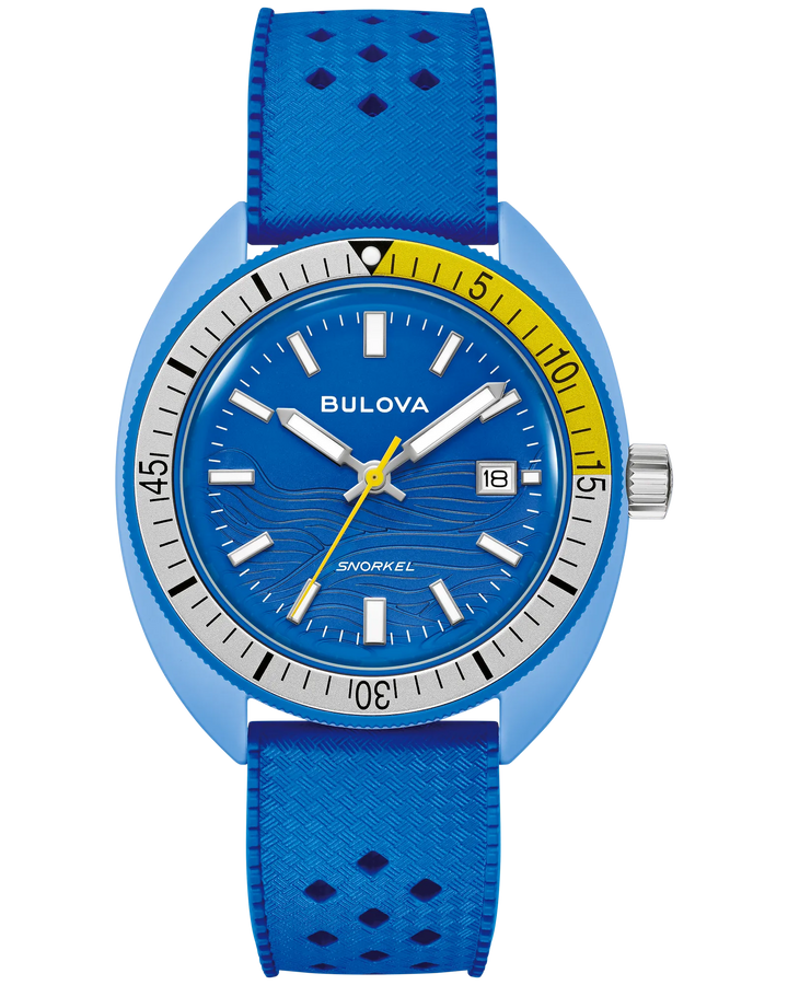 Bulova Snorkel Blue Tang Fish 41mm Quartz Watch. 98B445