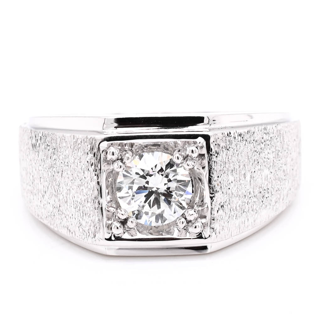 graziella 10KT White Gold 0.75CTW Round Brilliant Lab Grown Diamond Mens Ring