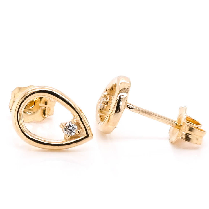Graziella Originals 14KT Yellow Gold 0.02 CTW Stud Style Post Back Backing Diamond Earrings