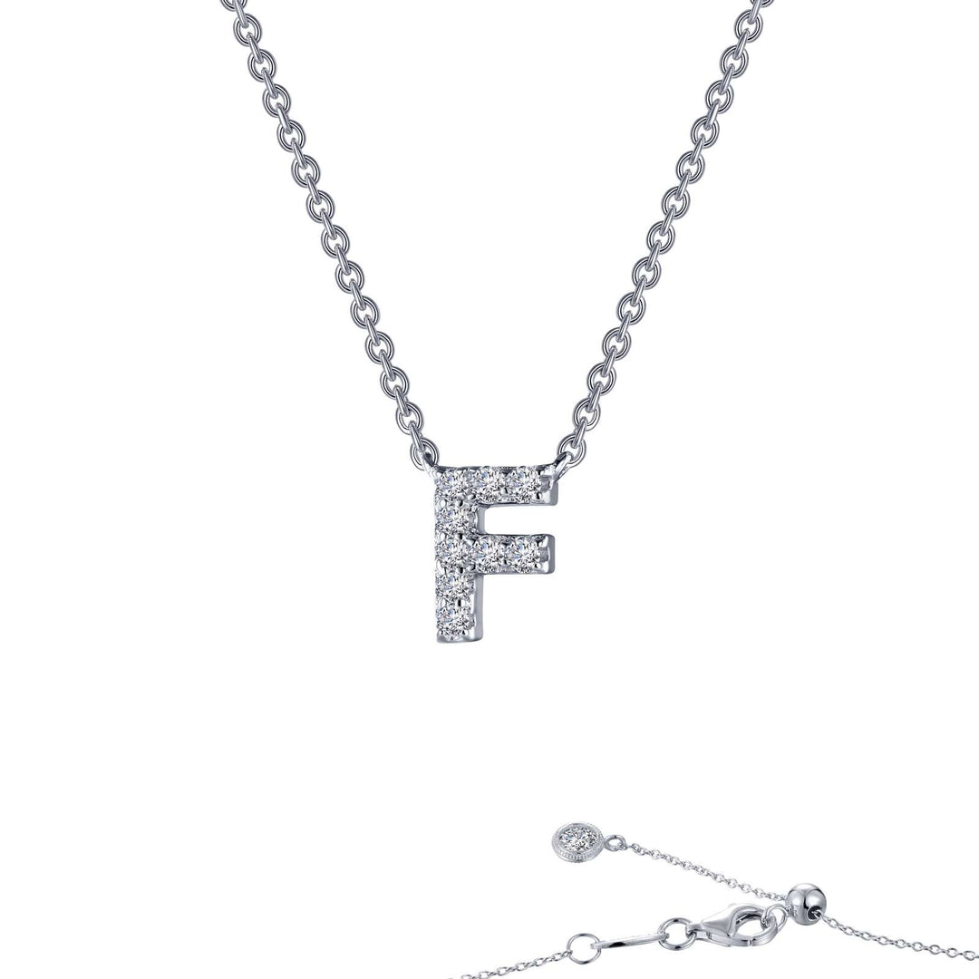 LAfonn Sterling silver C.Z Letter F Initial Necklace.