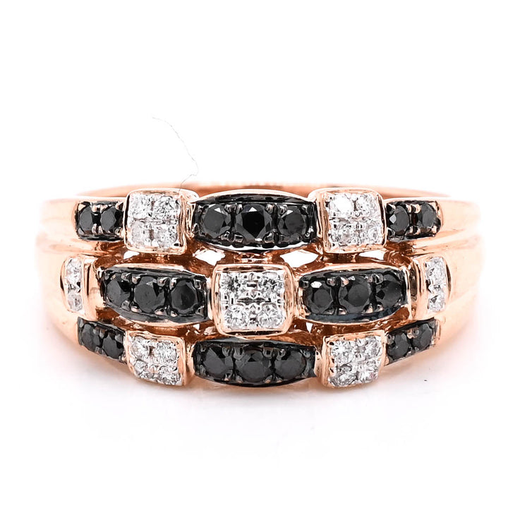 14KT Rose Gold 0.50CTW Black & White Diamond Celebration Ring. 

Ban