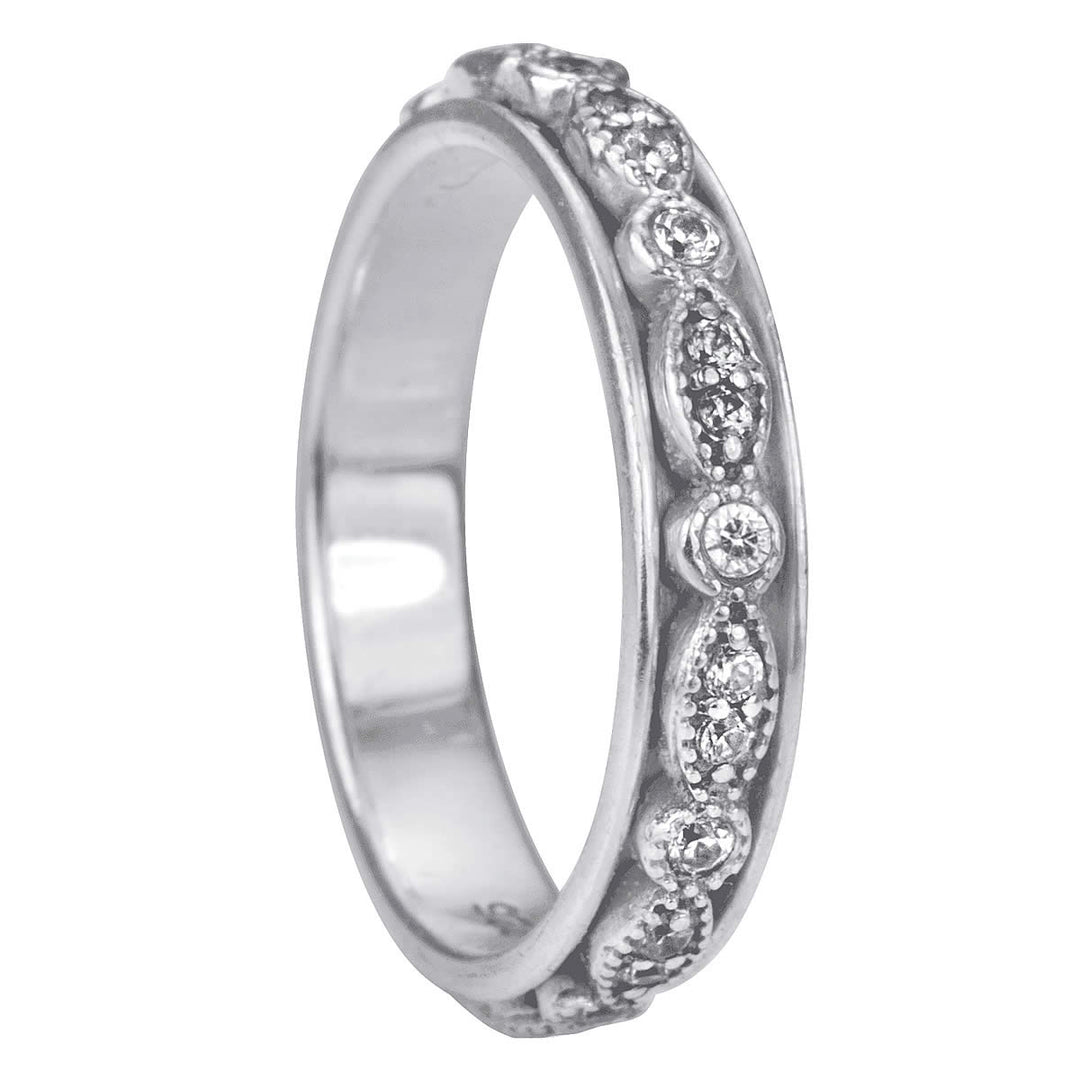 Devotion Meditation Ring. Sterling Silver and C.Z. Size 6