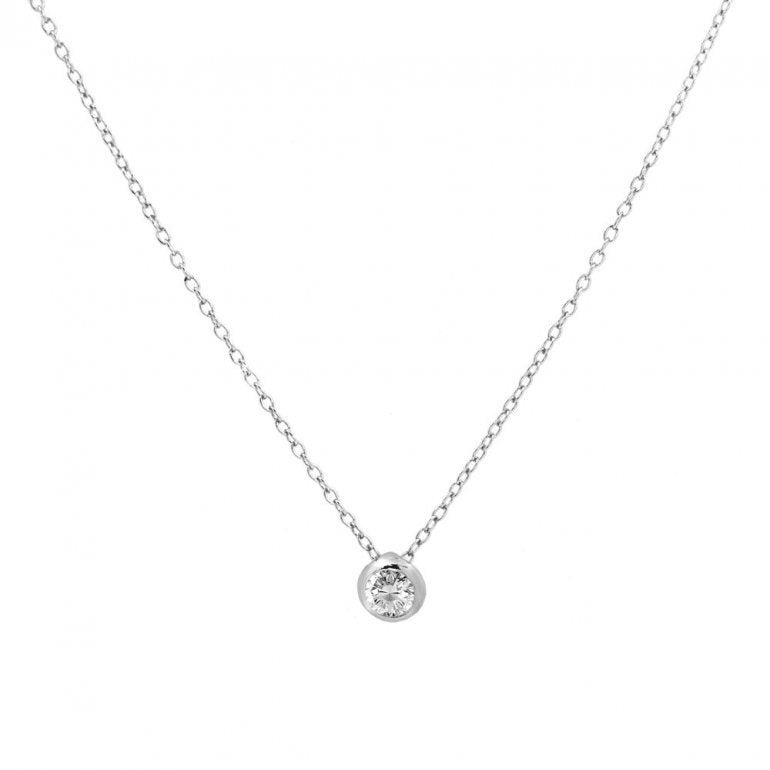 Sterling Silver 18-20" C.Z Bezel Set Necklace.
