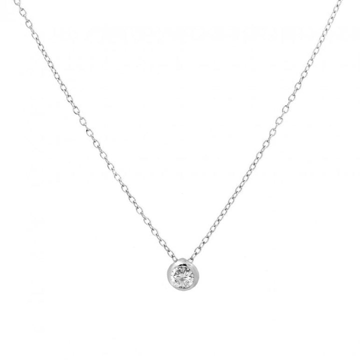 Sterling Silver 18-20" C.Z Bezel Set Necklace.