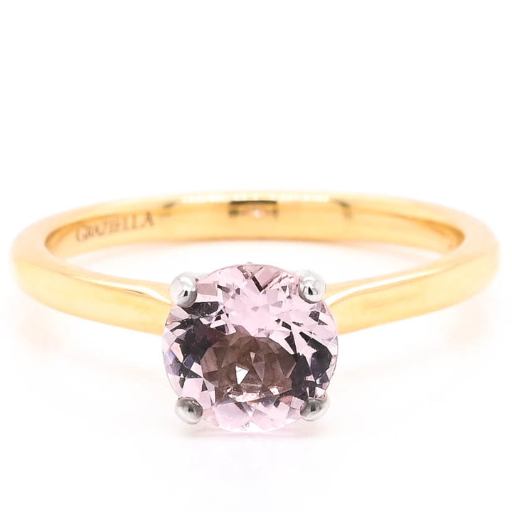 14KT Yellow and White Gold 0.95CT Morganite and Diamond Ring.