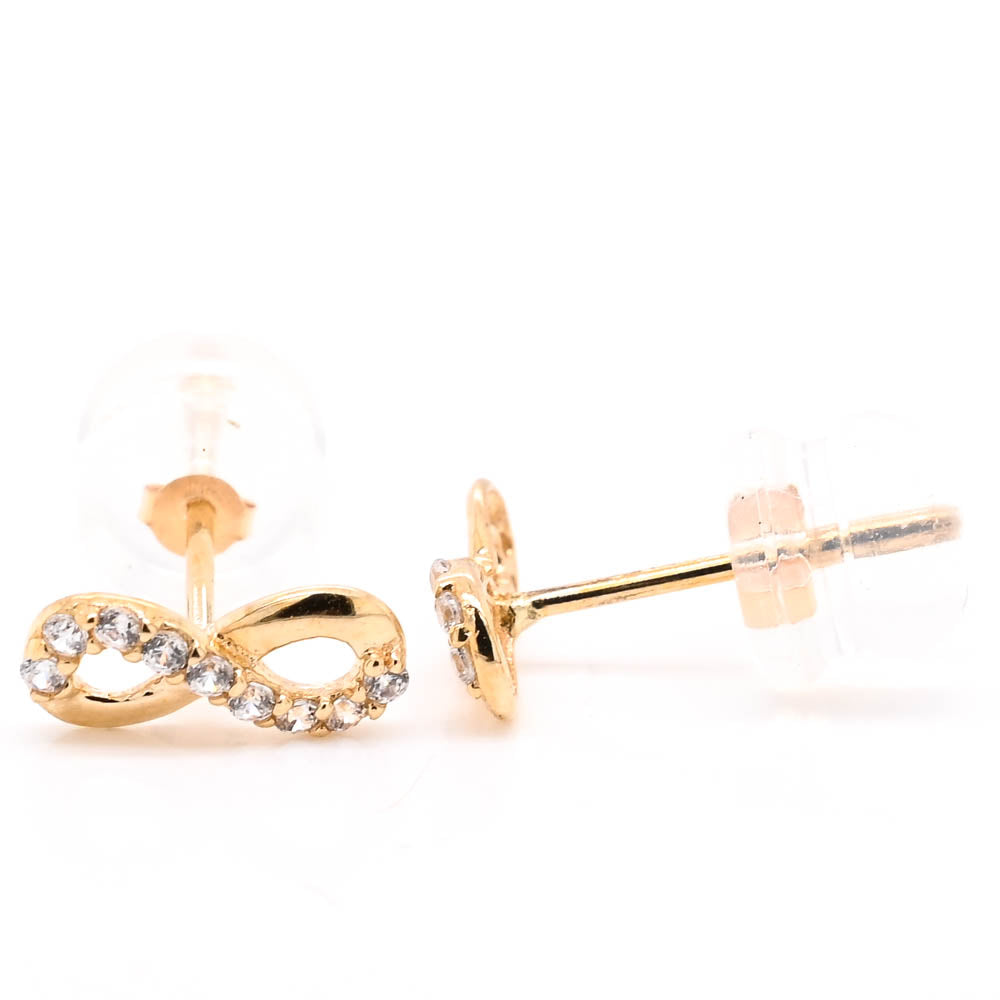 10KT Yellow Gold C.Z Infinity Stud Earrings.