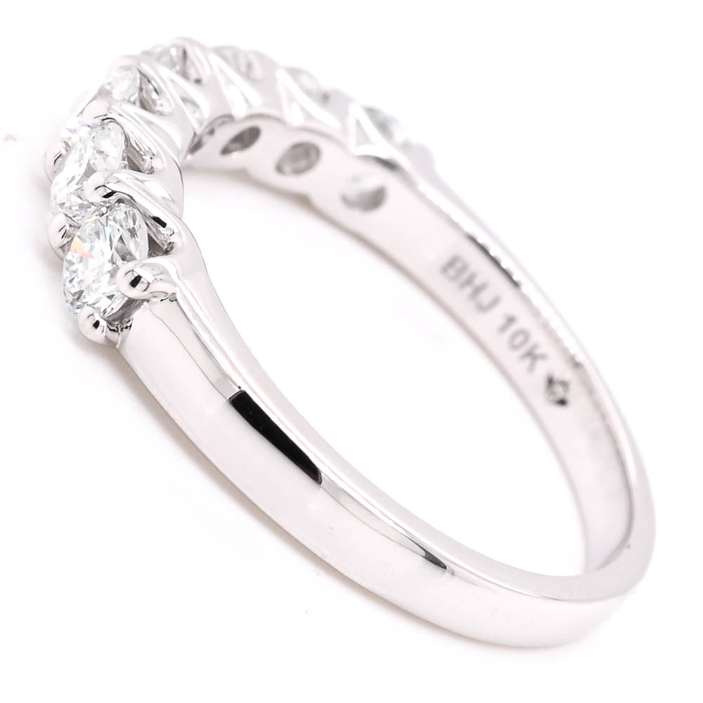 10KT White Gold 1.00CTW Round LAB Created Diamond Wedding Band.