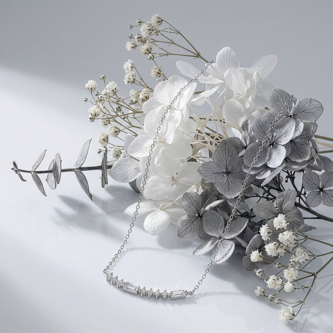 Graziella Sterling Silver 18" CZ Morse Code ILU Necklace.