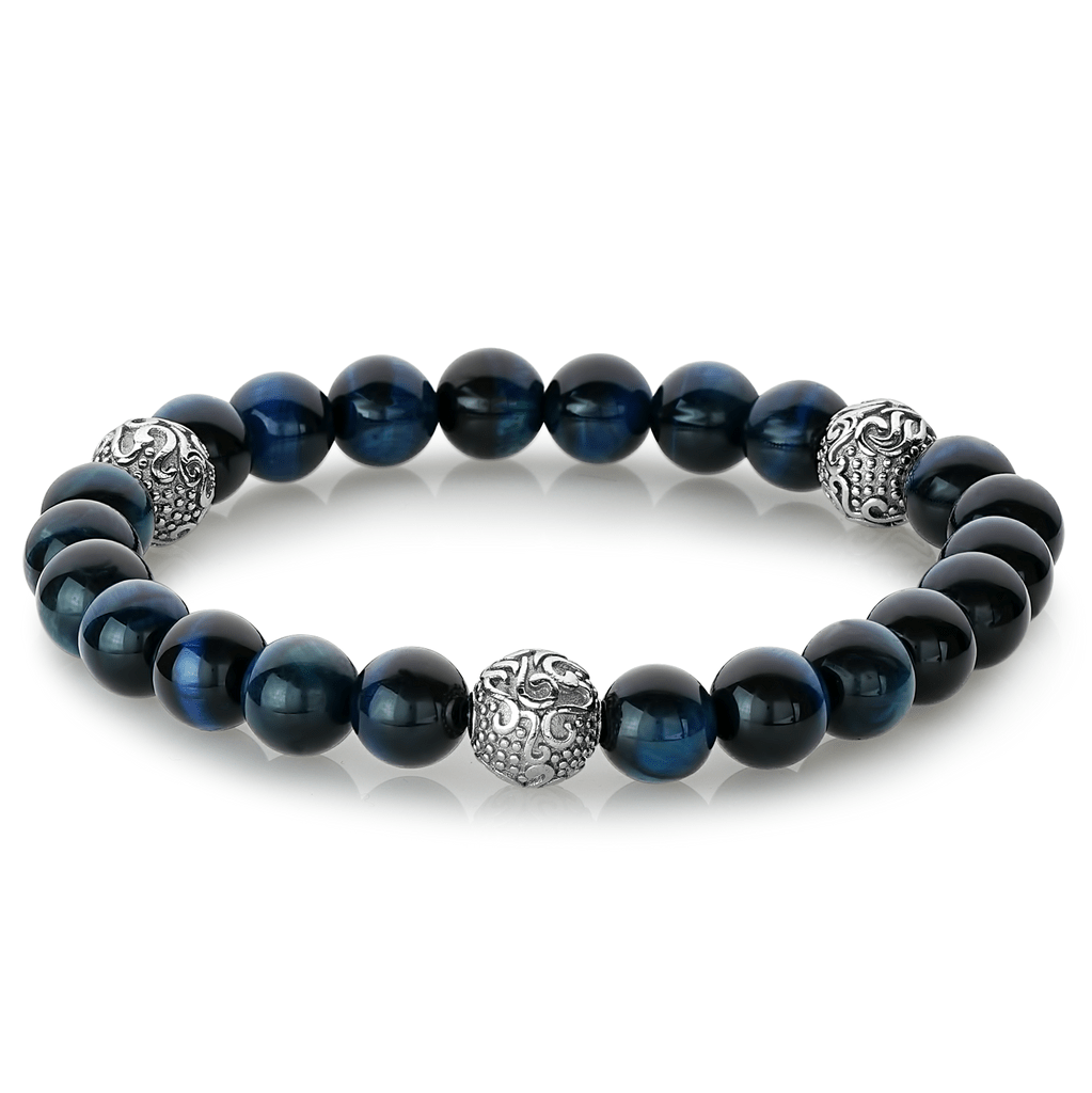 Italgem Steel Blue Steel Beaded Bracelet 8mm