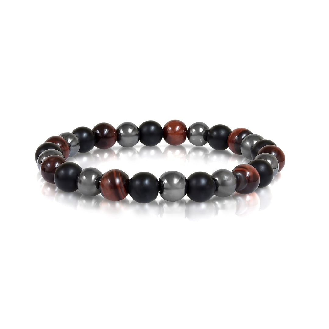 Italgem Steel Red Multi Beaded Bracelet 8mm
