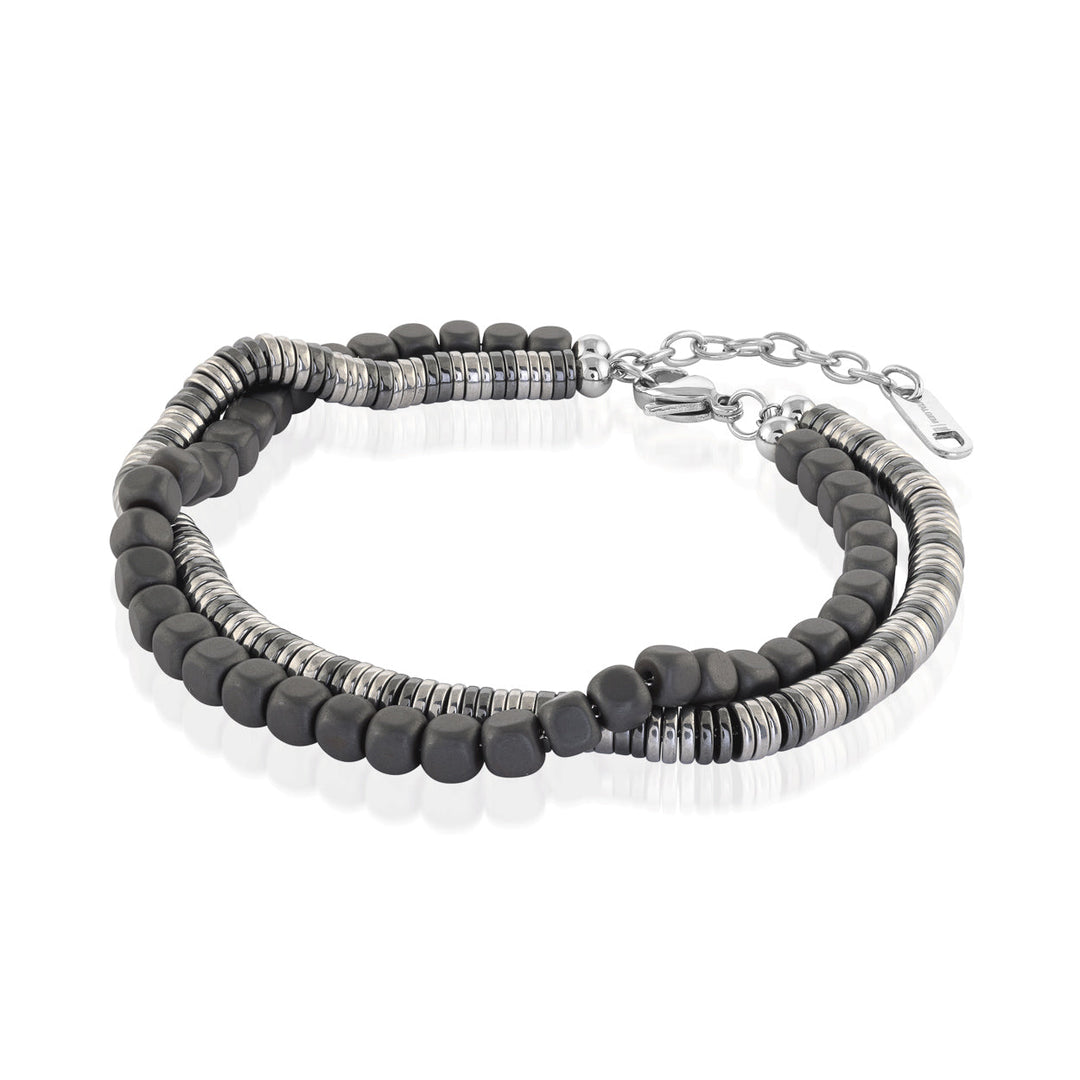Italgem Steel Gunmetal Hematite Bead Bracelet