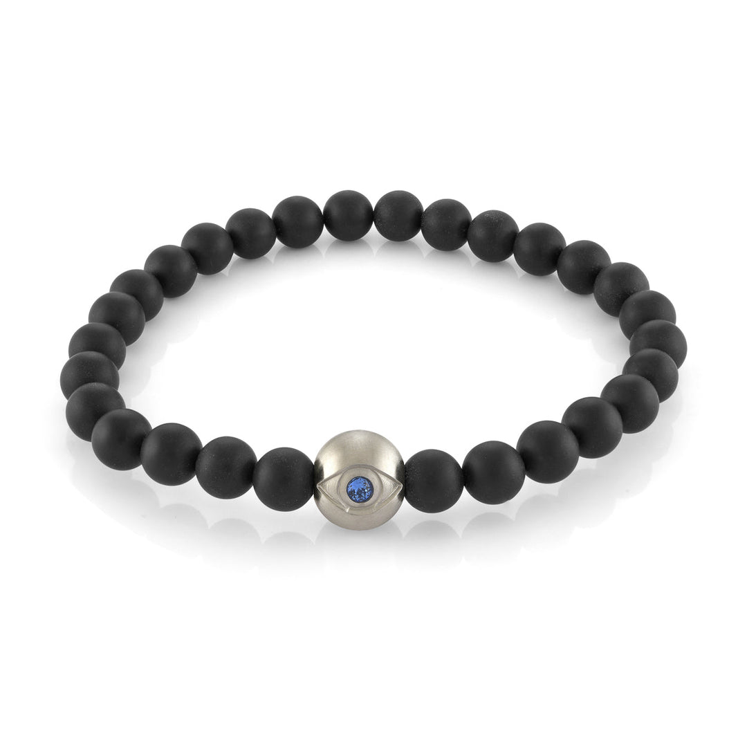 Italgem Steel Onyx Evil Eye Bracelet 6mm