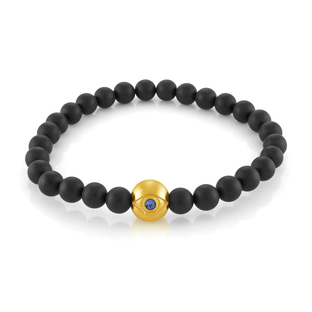 Italgem Steel Onyx Evil Eye Bracelet 6mm