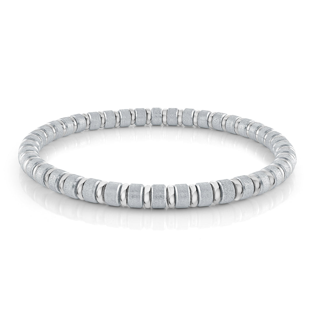Italgem Steel Mini Satin Steel Beads Stretch Bracelet