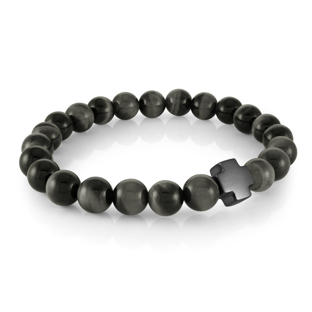 Italgem Steel Cross Bead Bracelet 8mm