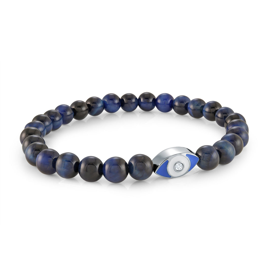 Italgem Steel 6mm Evil Eye Bead Bracelet