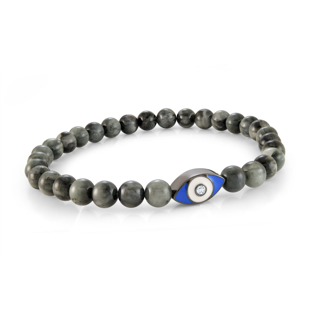 Italgem Steel 6mm Evil Eye Bead Bracelet