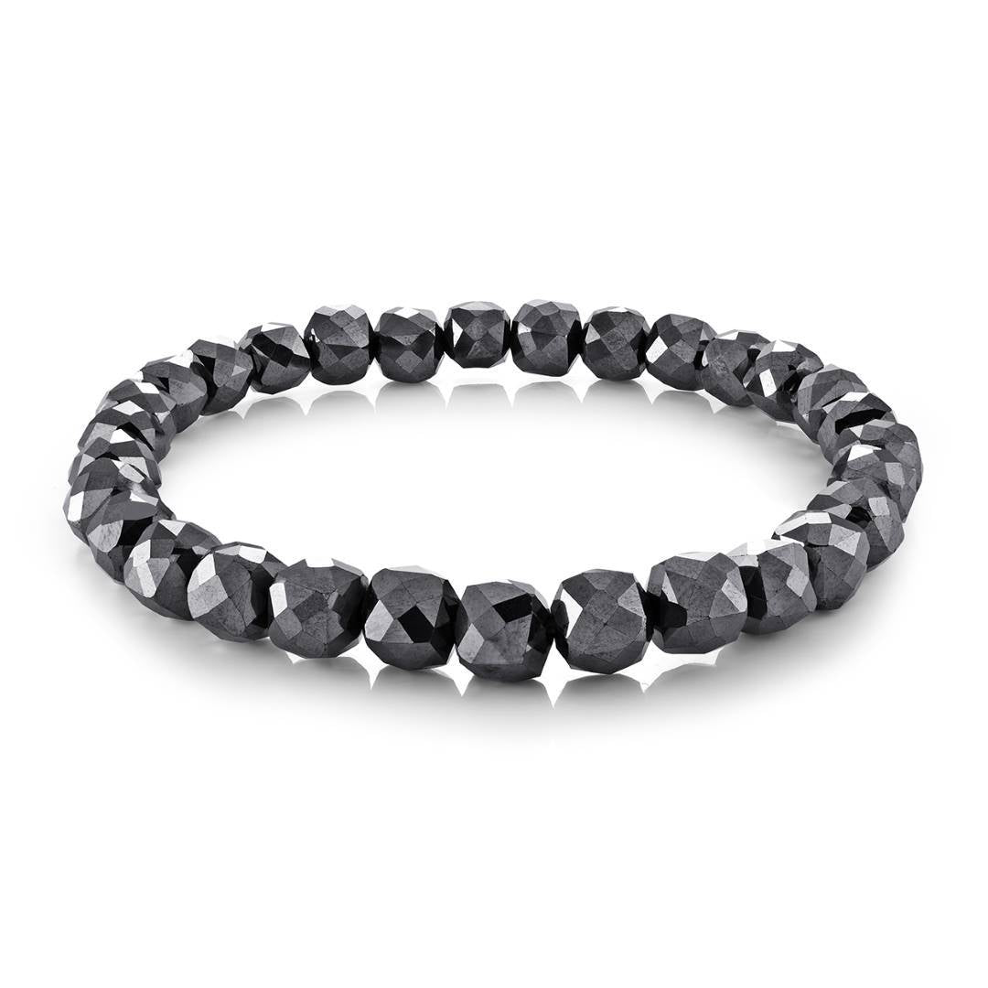 Italgem Steel 7mm Faceted Hematite 8" Stretch Bracelet