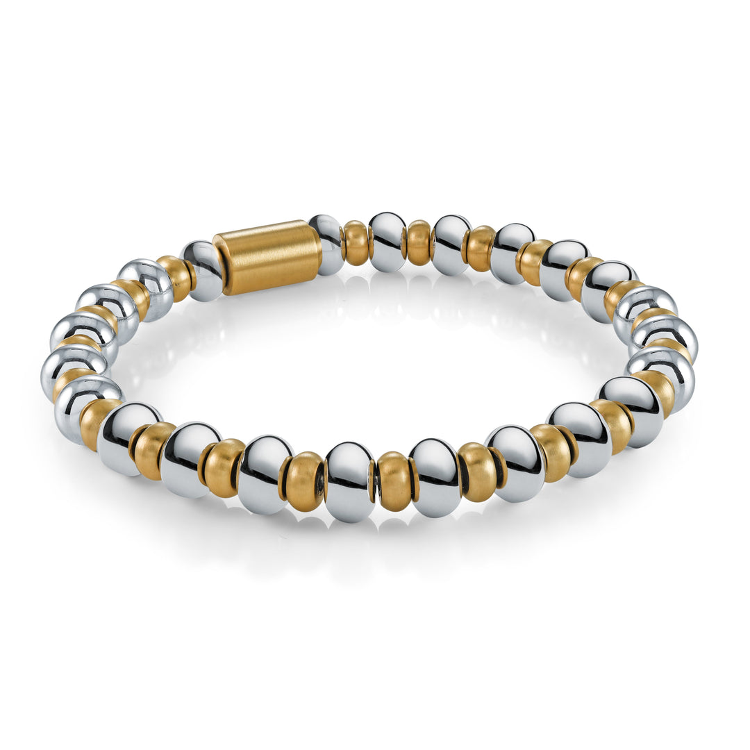 Italgem Steel 8mm Steel Beads Retro Stretch Bracelet