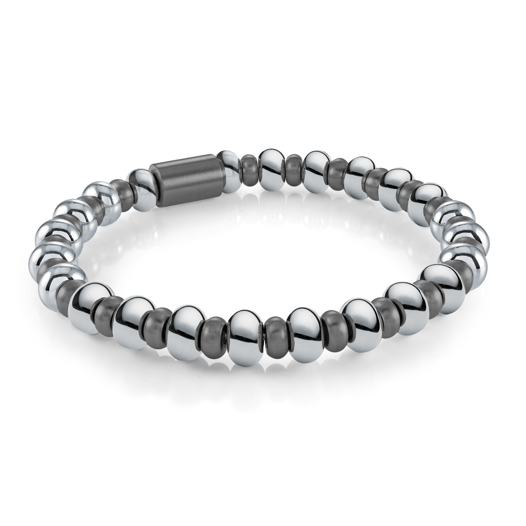 Italgem Steel 8mm Steel Beads Retro Stretch Bracelet
