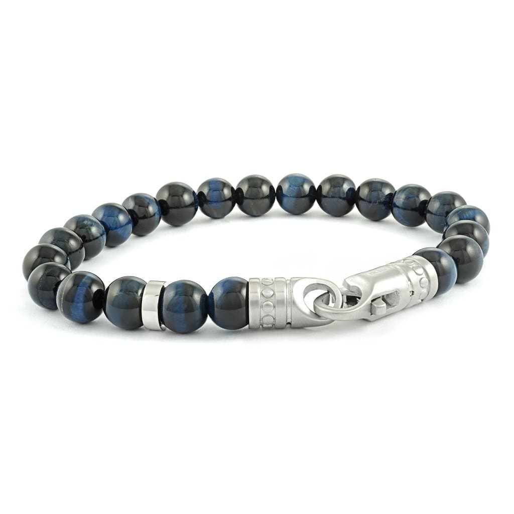 Italgem Steel 8" Blue Tigers Eye Bracelet.