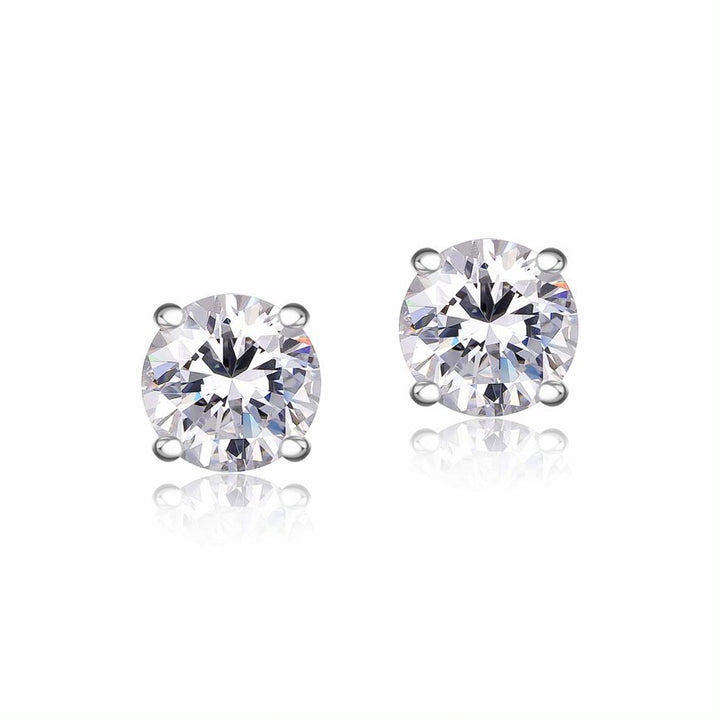 Sterling Silver 6.5MM C.Z Stud Earrings and 6-6.5MM Freshwater Pearl Stud Earrings with Black Travel Case.