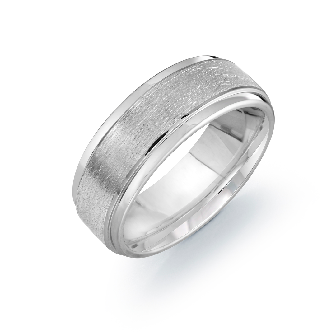 Italgem Steel Brushed Tungsten Ring 8mm